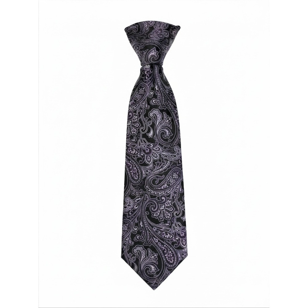 Canali Mens Silk Paisley Tie Black Purple Made in Italy Formal Business Necktie